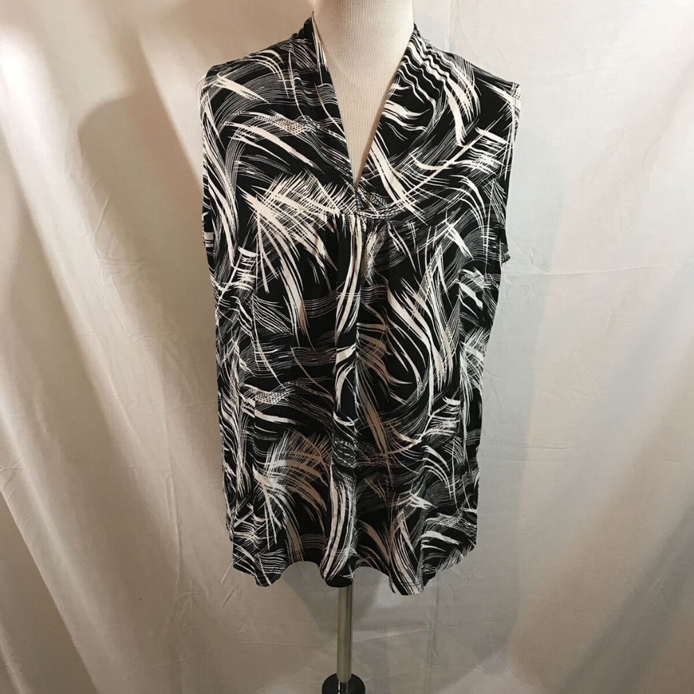 Jones NY Studio black & white design sleeveless top - womens 1X, armpit to armpi